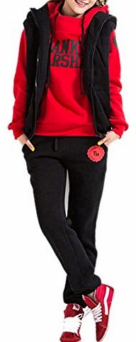 ROPALIA TM ROPALIA Womens Casual 3pcs Winter Sports Tracksuit Hoodies Coat Vest Pants Sets