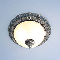 ROSA 2 Light Flush Ceiling Light Antique Brass Finish