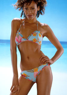 Rosa Ferrer Ruffles and Sequins fixed padded triangle bikini set