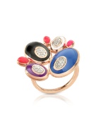 70s Oval - Diamond and Enamel Rose Gold Ring