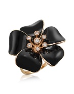 Daisy - Diamond and 18K Gold Black Flower Ring