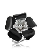 Rosato Iris - Diamond Black Flower Sterling Silver Ring