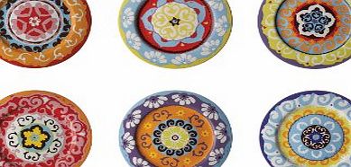 Nador Set of 6 Dinner Plates Mixed Colours Mediterranean Style !