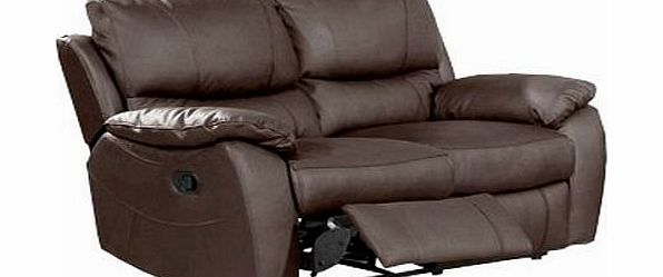 Panther 2 Seater Recliner Sofa - Pocket Sprung Base - Bonded Leather Settee - Leather Contemporary 2 Seater Settee - Black Sofa