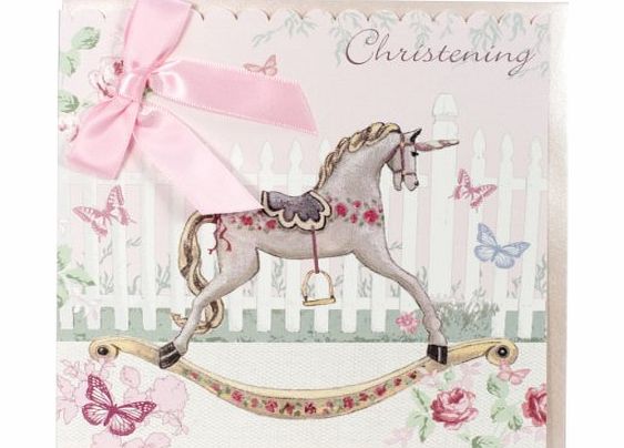 Rose Cottage Cavania Rose Cottage Christening Card - Rocking Horse