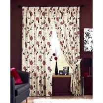 Rosemont Red Lined 1/2 Panama Curtains 117x137cm