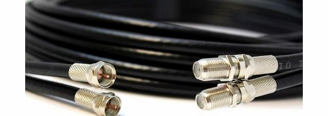 Rosenet Sys BLACK 1m TWIN Coaxial Satellite Extension Cable - suitable for Sky  and Sky HD