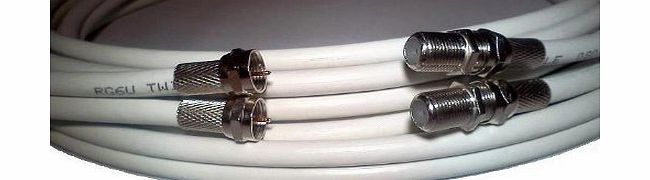 Rosenet Sys WHITE 2m TWIN Coaxial Satellite Extension Cable - suitable for Sky  and Sky HD