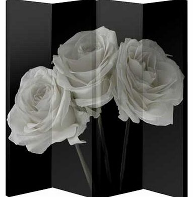 Roses Single Sided Screen - Black and White