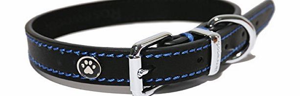 ROSEWOOD  Luxury Leather Dog Collar, 14 - 18-inch, Black