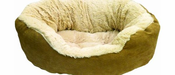 ROSEWOOD  Tan Faux Suede/ Plush Dog Bed