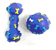 Squeaky Vinyl Fun Dog Toys (Ball and Bone Set)