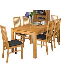 Ross Oak Finish Dining Table and 6 Chairs