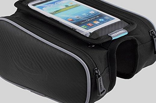 Cycling Bike Bicycle Front Top Tube Frame Pannier Double Bag Pouch for 5in Cellphone 1.8L Suitable for a Variety of Bicycles Black