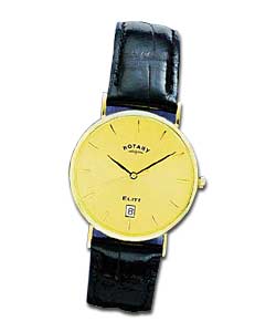 Gents; 18ct Gold Strap Watch