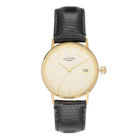 Rotary Gents 9ct Gold Watch with Black Leather Strap - GS11476/03