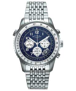 Rotary Gents Chronograph Blue Dial Steel