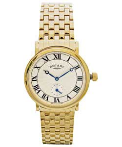 rotary Gents Gold Plated Bracelet Watch