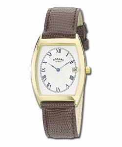 Rotary Gents Gold Plated Quartz Strap Watch