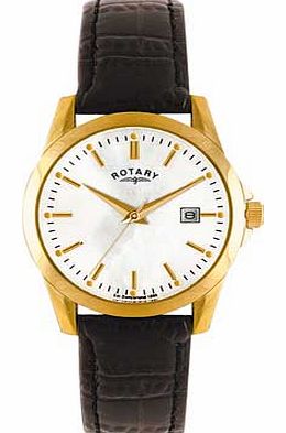 Rotary Ladies Classic Gold Plated Black Strap