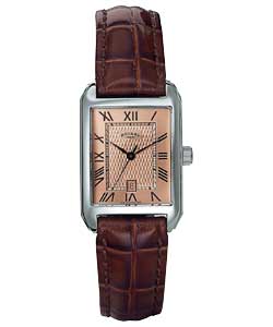 rotary Ladies Rectangular Dial Leather Strap Watch