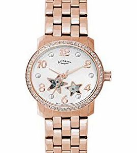Rotary Ladies Stars Rose Gold Bracelet Watch.