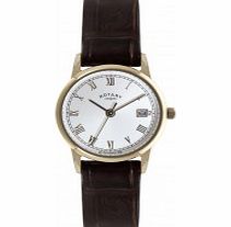 Rotary Ladies White and Brown Leather Watch
