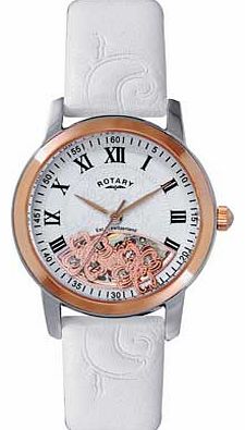 Rotary Ladies White Leather Strap Watch