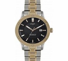 Rotary Mens Black and Two Tone Bracelet Watch