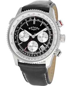 Rotary Mens Black Strap Chronograph Watch