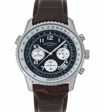 Mens Brown  Black Chronograph Leather