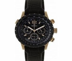 Rotary Mens Chronograph Black Leather Strap Watch