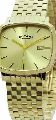 Rotary Mens Quartz Watch with Gold Dial Analogue Display and Gold Stainless Steel Plated Bracelet GB02402/03