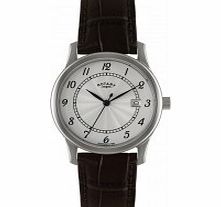Rotary Mens Silver Brown Watch