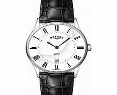 Rotary Mens Ultra Slim White Black Watch