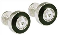 Round Black / Crystal Cufflinks by Mousie Bean