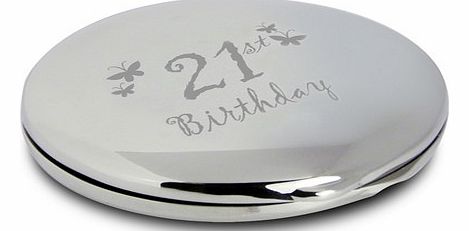 Round Compact Mirror with Butterfly Design