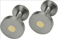 Round Flat Titanium Cufflinks with Yellow Insert