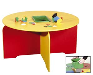 Round table and storage bin