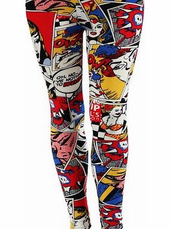 Rowfers Pop Art Leggings, Lichtenstein Style, Mixed Colours