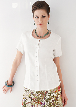 Rowlands Austrian Round Neck Linen Blouse