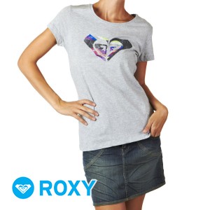 Roxy T-Shirts - Roxy Heart T-Shirt - Heather Grey