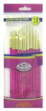 Royal & Langnickel 10 White Bristle Flat and Round Brushes