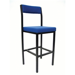 Blue High Stool with Back Rest.