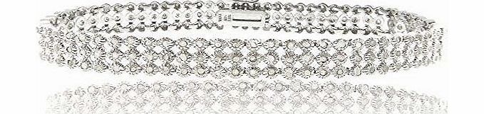 Royal Design Sterling Silver 2ct Diamond Three Row Bracelet