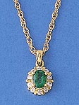 Royal Doulton Emerald and Diamond Cluster Pendant and Chain