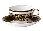 Royal Doulton Raised Gold on Black Teacup & Saucer