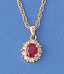 Ruby and Diamond Cluster Pendant and Chain