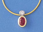Ruby and Diamond Set Pendant and Chain