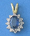 Royal Doulton Sapphire and Diamond Yellow Gold Pendant